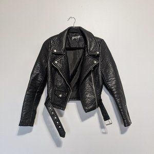 Nasty Gal Vegan Faux Leather Black Moto Jacket